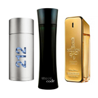 212 MEN NYC, PACO RABANNE ONE MILLION, ARMANI CODE HOMME