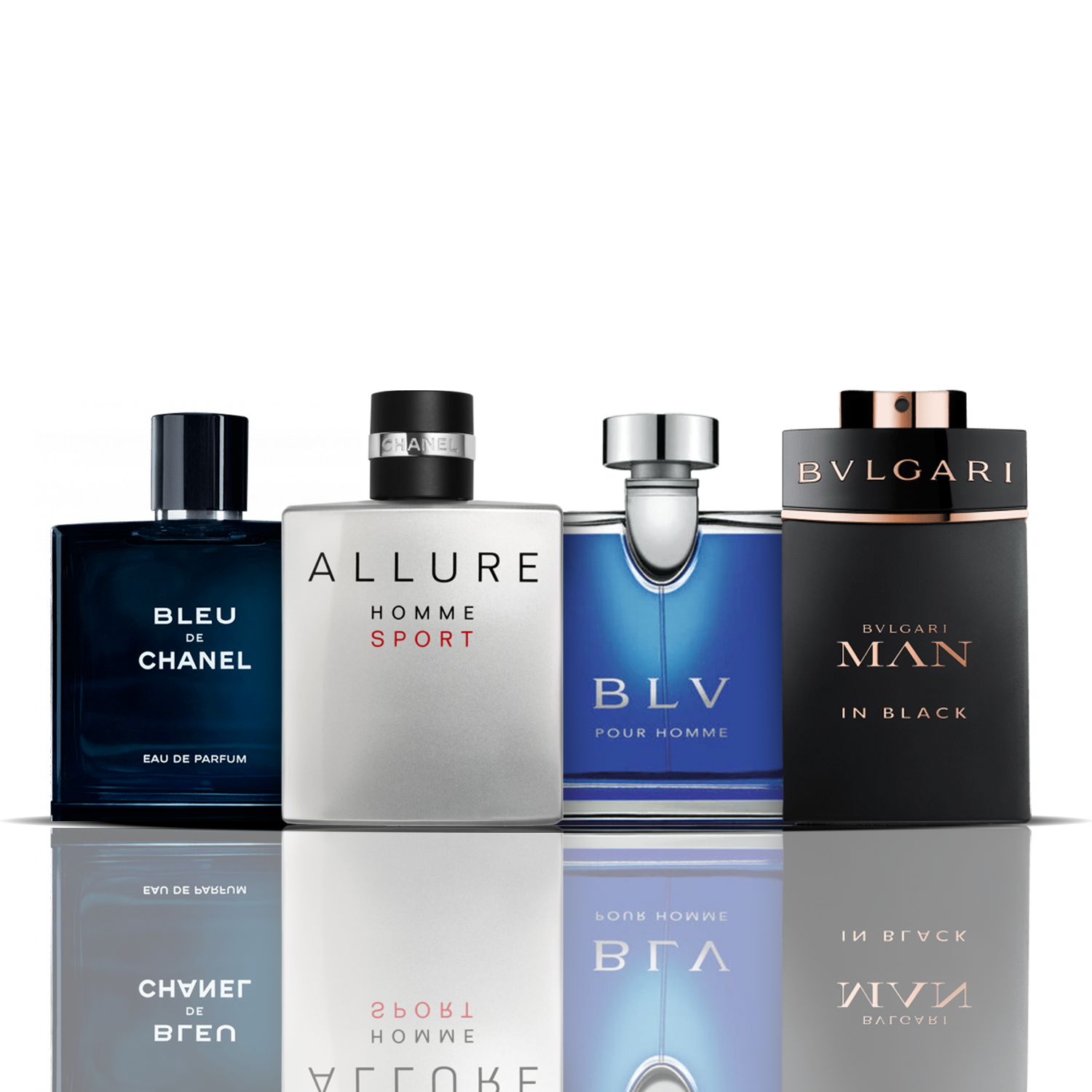 Cofanetto 4 profumi | Bleu de Chanel + Allure Sport + BLV + Bvlgari Man in Black 100 ml